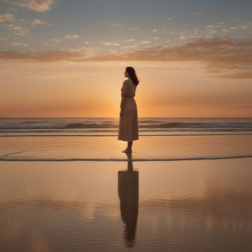 Silhouetted Serenity: A Woman Bathed in Sunset Hues