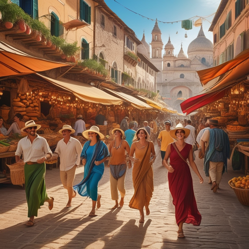 A Vibrant European Market Bustling with Life