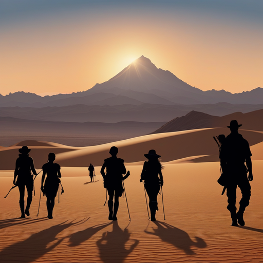 Silhouettes of Adventure: Hikers Against a Sunset Sky