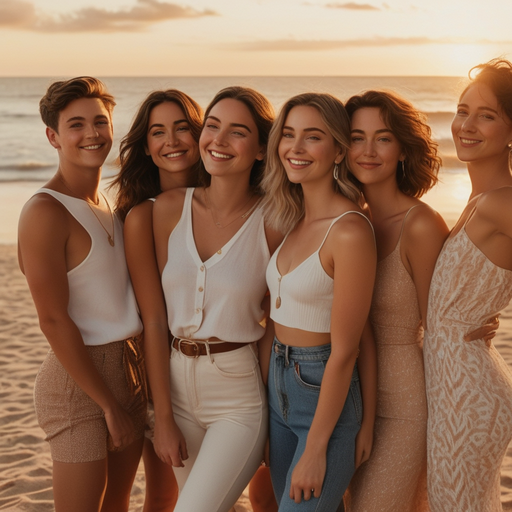 Sunset Smiles: Friends Capture the Joy of Summer