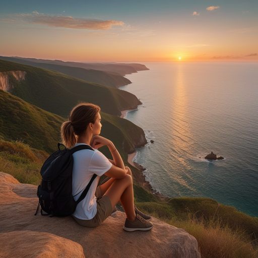 Golden Hour Serenity: A Moment of Tranquility on the Cliffside