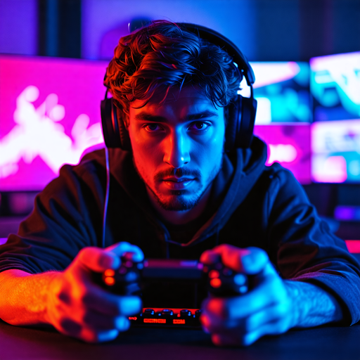 Lost in the Game: A Gamer’s Intensity Under Neon Lights