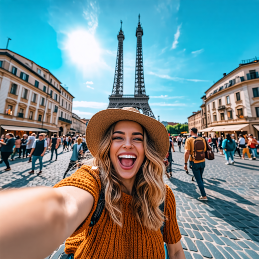 Capturing Parisian Joy: A Selfie with the Eiffel Tower