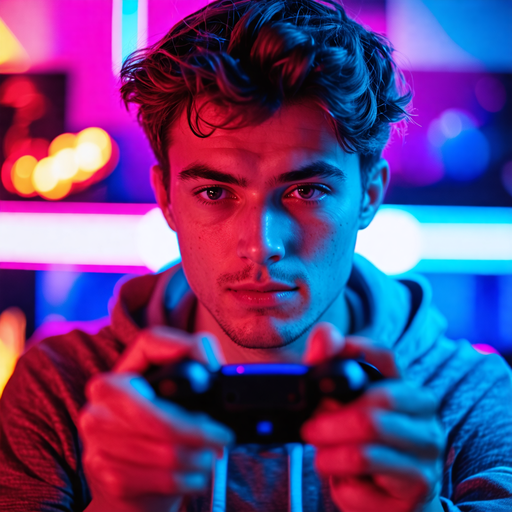 Neon Glow, Intense Focus: A Gamer’s Sanctuary