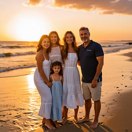 Golden Hour Family Portrait on the Beach