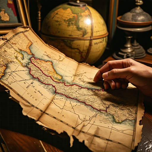 Unveiling the Past: A Hand Points to a Map’s Secrets