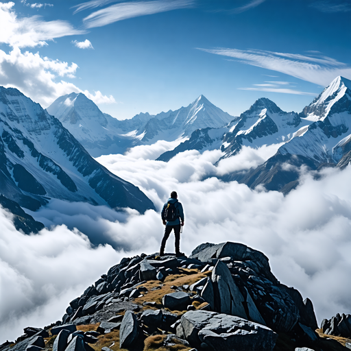 A Hiker’s Solitude Amidst Majestic Peaks