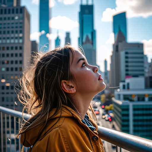 A City of Dreams: A Young Girl’s Hopeful Gaze