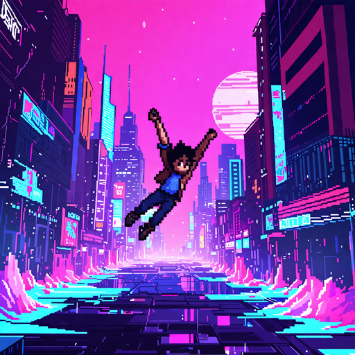 Pixelated Dreams: A Leap into the Neon Future