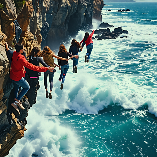 Adrenaline Rush: Young Friends Take the Plunge From a Cliff