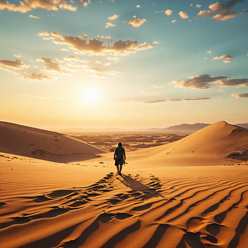 Silhouettes of Solitude: A Tranquil Desert Sunset