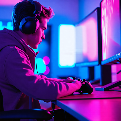 Neon Glow, Intense Focus: A Gamer’s Sanctuary