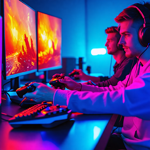 Neon Glow, Intense Focus: Two Gamers Battle It Out