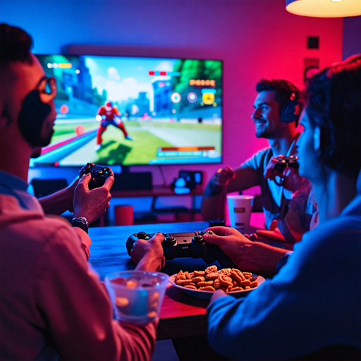 Friends Gather for a Vibrant Gaming Session