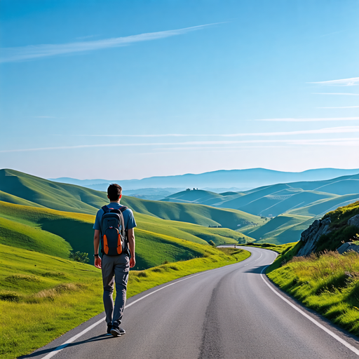 A Solitary Journey Through Tranquil Hills