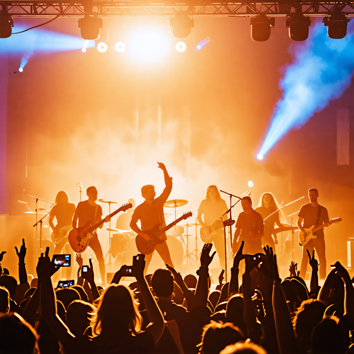 Silhouettes of Excitement: Band Ignites the Stage with Energetic Performance