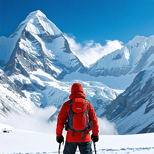 A Solitary Figure in a Majestic Mountain Valley