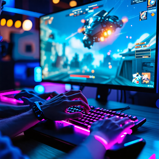 In the Zone: A Gamer’s Intense Focus Under Neon Lights