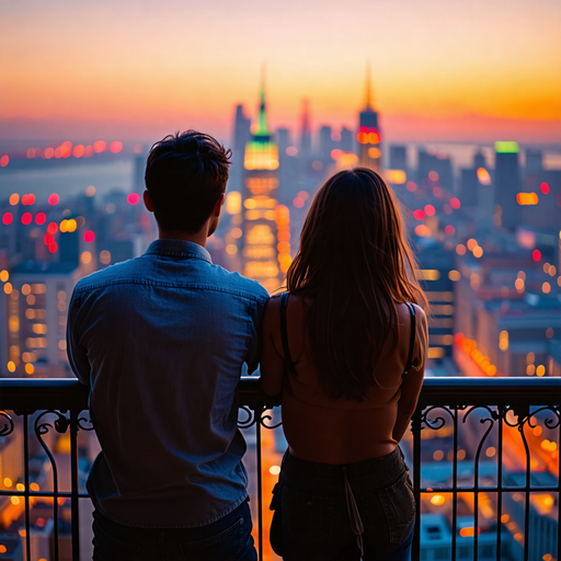 Silhouettes of Love Against a Vibrant Sunset