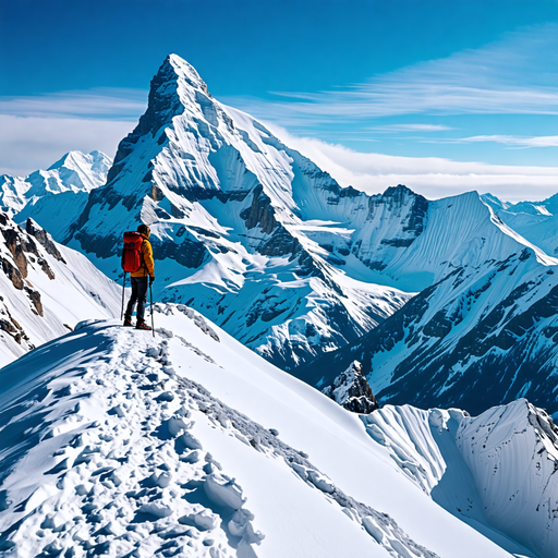 A Lone Hiker Conquers the Majestic Peaks