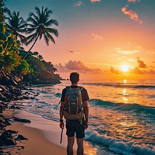 Silhouetted Serenity: A Man Finds Peace at Sunset