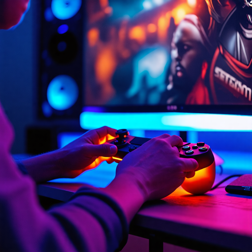 Lost in the Neon Glow: A Gamer’s Intense Focus