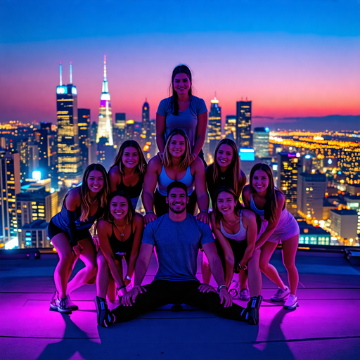 City Lights, City Dreams: Friends Celebrate on a Rooftop