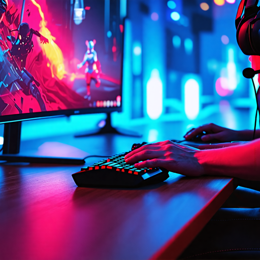 Immersed in the Neon Glow: A Gamer’s Focus Under Futuristic Lights