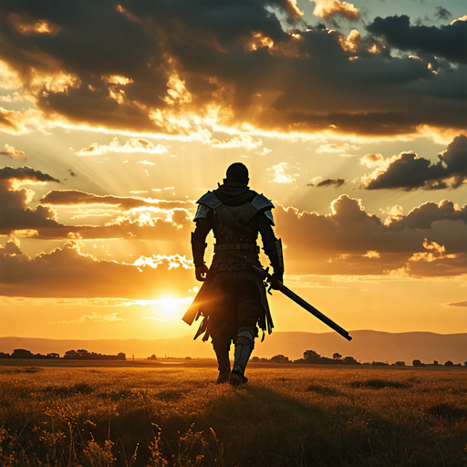 A Lone Knight’s Journey into the Sunset