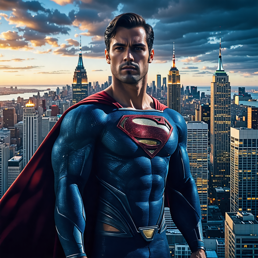 Superman: A Symbol of Hope Against the Cityscape