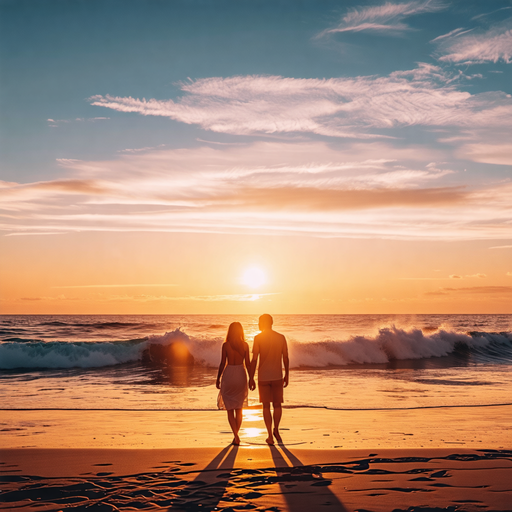 Silhouettes of Love Against a Fiery Sunset