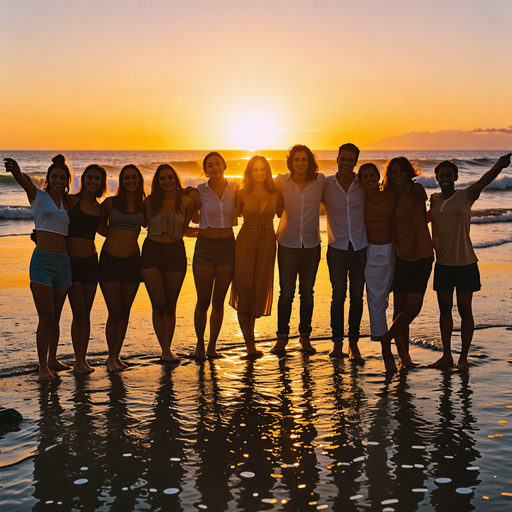 Golden Hour Friendships: Silhouettes of Joy at Sunset