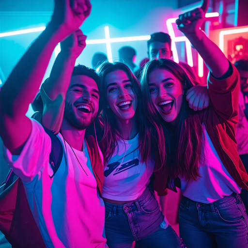 Neon Nights: Friends Capture the Energy