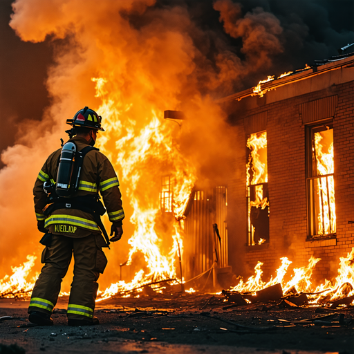 Firefighter Braces Against the Blaze