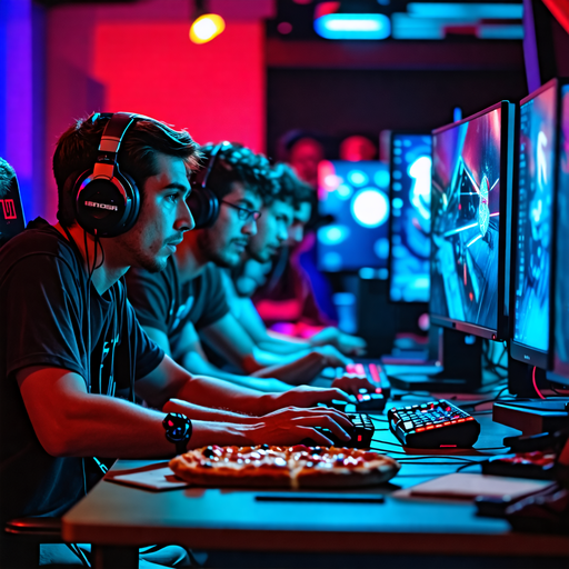 The Glow of Competition: Young Gamers Immersed in the Heat of Battle