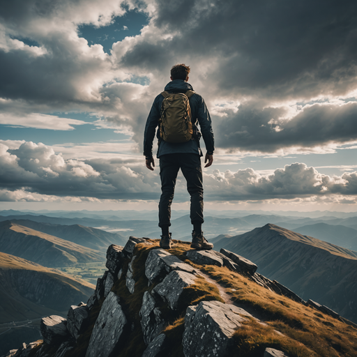 A Lone Hiker Contemplates the Vastness of Nature