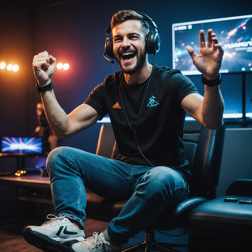 Victory Dance! Gamer Celebrates Epic Win