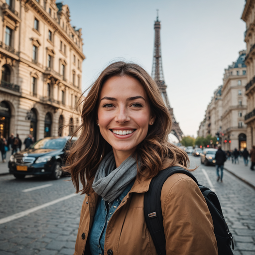 Parisian Charm: A Moment of Joy Under the Eiffel Tower