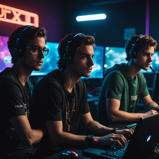 Neon Glow, Intense Focus: Gamers Dive into the Digital Arena