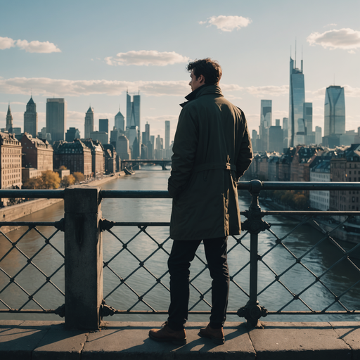 Silhouetted Against the City: A Moment of Contemplation