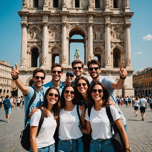 Timeless Friends: Capturing Joy in Front of History