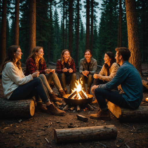 Campfire Cozy: Friends Gather Under the Stars