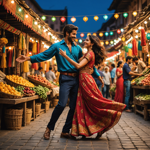 Dancing in the Heart of India: A Romantic Moment in a Vibrant Marketplace