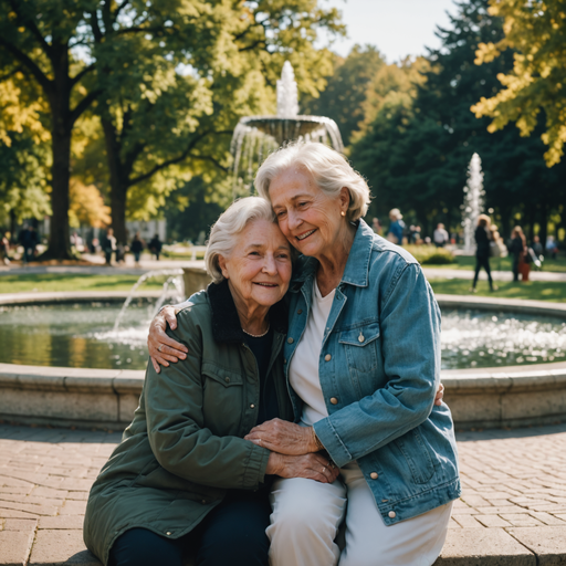 A Moment of Shared Joy: Two Women Find Comfort and Love in a Park