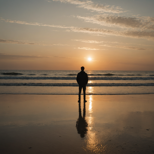 Silhouetted Solitude at Sunset