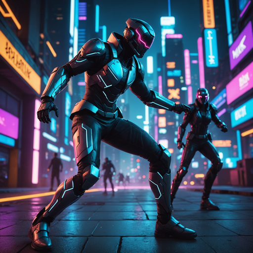 Neon Shadows, Cyberpunk City: A Lone Figure in the Night