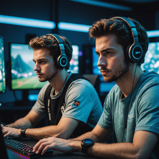 The Glow of Competition: Two Gamers Locked in a Battle