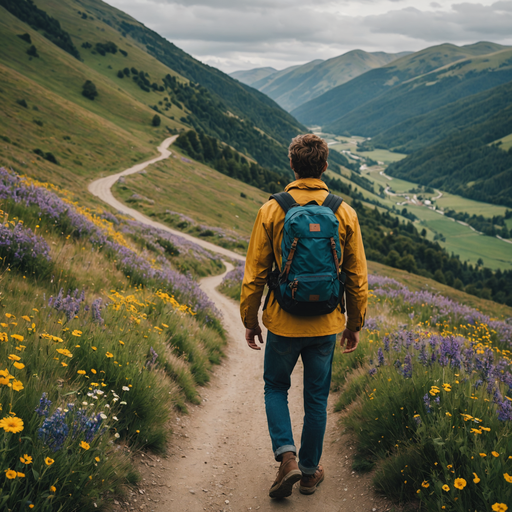 Tranquil Hike Through a Wildflower Meadow