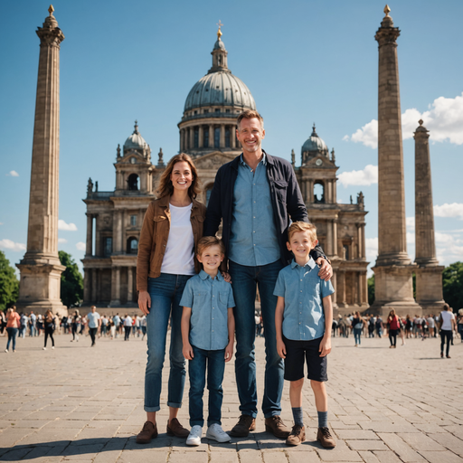 Family Joy Amidst Architectural Grandeur