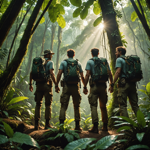 Into the Unknown: Four Adventurers Embark on a Lush Jungle Journey